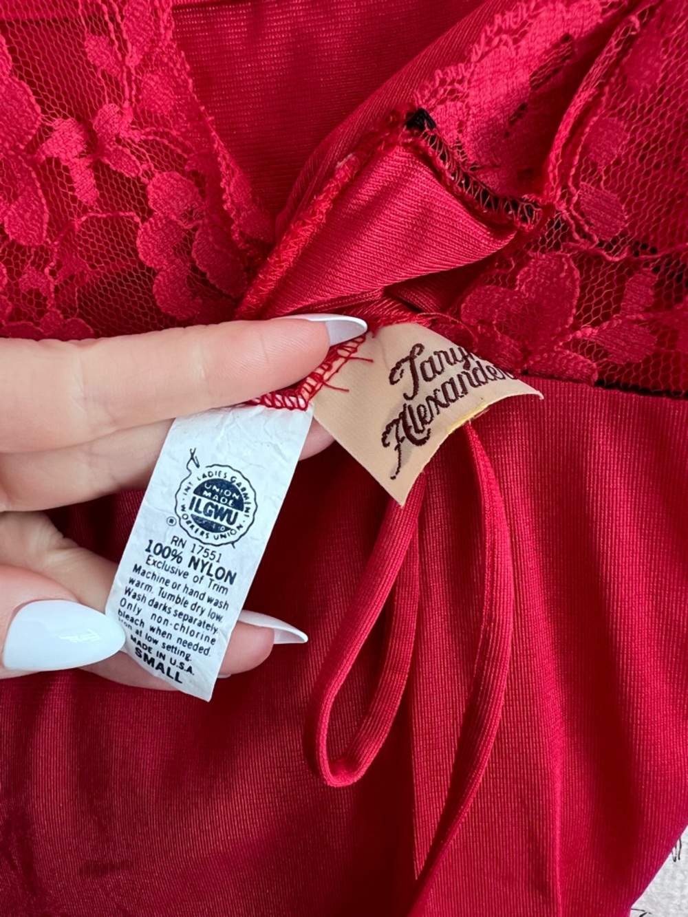 Vintage 1980’s red maxi‎ slip nightie - Picture 3 of 5